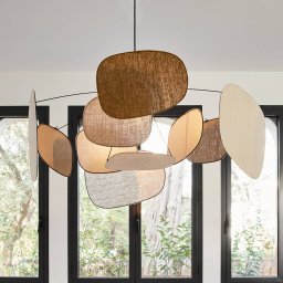 MARKET SET Screen 70's hanging light, Ø 110 cm, linen, colourful