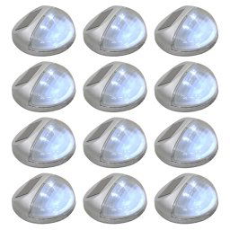 vidaXL Outdoor Solar Wall Lamps LED 12 pcs Round Silver