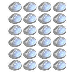 vidaXL Outdoor Solar Wall Lamps LED 24 pcs Round Silver