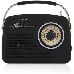 Lloytron N6403WD Vintage Rechargeable Portable Bluetooth AM FM Radio Wood  Effect