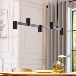 Arcchio Brinja pendant light, black, 120 cm, 5-bulb, GU10