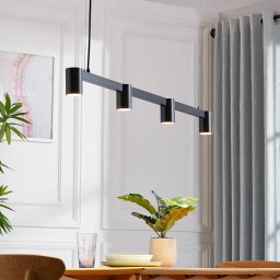 Arcchio Brinja pendant light, black, 120 cm, 4-bulb, GU10