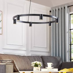 Arcchio Brinja pendant light, black, Ø 94 cm, 6-bulb, GU10