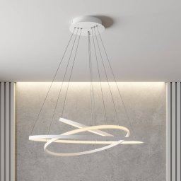 Lucande Ezana LED pendant light, white, metal, Ø 80 cm