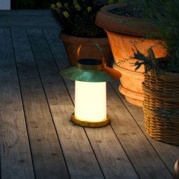 Nordlux Temple To-Go solar light, brass, height 30 cm