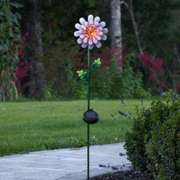 STAR TRADING Pink Daisy LED solar light, flower shape