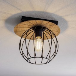 SIGMA Malin ceiling light, round wooden shade, 1-bulb