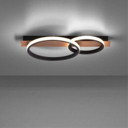 JUST LIGHT. GmbH Trooper LED ceiling light, wood decor, 2-bulb