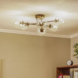 EMIBIG LIGHTING Glassy ceiling light, black, clear, glass, 6-bulb, E14