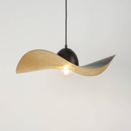 SIGMA Jil pendant light, curved lampshade, black/gold