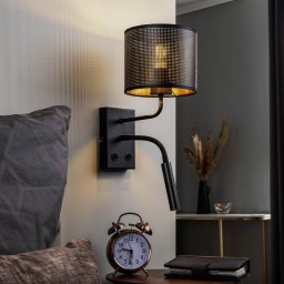 Luminex Jovin wall light, 1-bulb with spot, black/gold