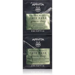 Apivita Express Beauty Cleansing Face Mask Green Clay Cleansing and Smoothing Green Clay Face Mask 2 x 8 ml