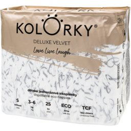 Kolorky Deluxe Velvet Love Live Laugh disposable organic nappies size S 3-6 Kg 25 pc