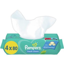 Pampers Fresh Clean Wet Wipes for Kids for sensitive skin 4x80 pc