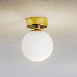 Argon Fatis ceiling light, opal glass/brass, 1-bulb