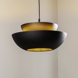 Lucande Kellina pendant light, Ø 48 cm, black, metal