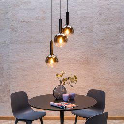 Lucide Marius hanging light glass lampshades black 3-bulb