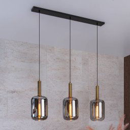 Lucide Joanet hanging light, smoked glass, 3-bulb
