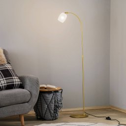 Lucande Taylan floor lamp, iron, glass lampshade