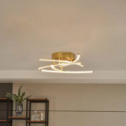 Lindby Flakira LED ceiling lamp, 5-bulb, antique brass