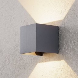 ORION Cube LED outdoor wall light, anthracite, metal, 10 cm, up/down