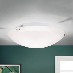 ORION Agada ceiling light, opal glass, chrome, 30 cm