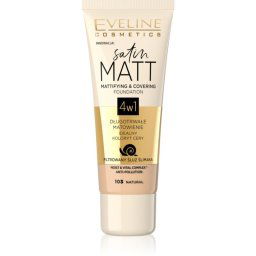 Eveline Cosmetics Satin Matt Mattifying Foundation with snail extract shade 103 Natural 30 ml