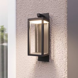 Lucande LED outdoor wall light Ferdinand, set of 3, grey, 38 cm