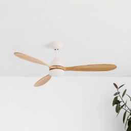 FARO BARCELONA Poros ceiling fan, LED light white/light wood