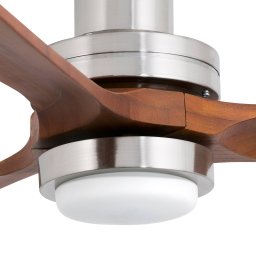 FARO BARCELONA Lantau L LED ceiling fan, nickel/dark pine