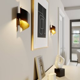 Lindby wall light Desirio, set of 3, black, gold-coloured, G9