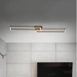 Briloner Frame LED ceiling lamp 2-bulb 110 x 25 cm CCT gold
