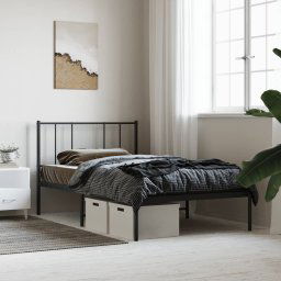 vidaXL Metal Bed Frame without Mattress with Headboard Black 90x190cm