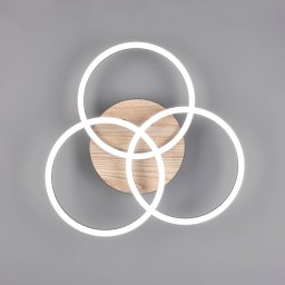 Reality Leuchten Circle LED ceiling 3-bulb remote control wood