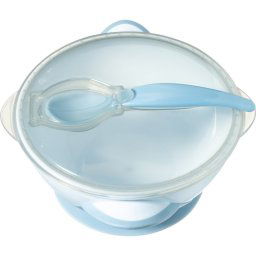 BabyOno Be Active Suction Bowl with Spoon dinnerware set for children Blue 6 m+ 2 pc