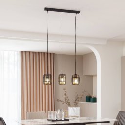 Lindby Eudoria pendant light 3-bulb black/gold
