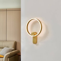 Lucande LED wall lamp Yekta, direct, brass-coloured, dimmable