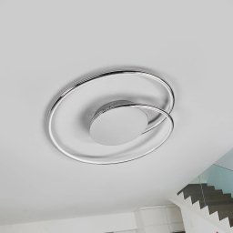 Lindby Joline LED ceiling lamp, set of 2, Ø 46 cm, chrome colour