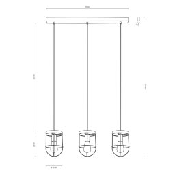 Envostar Neptuna pendant light 3-bulb linear