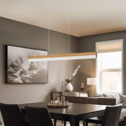 Quitani LED hanging light Keijo, nickel/oak, 103 cm