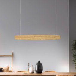 Quitani LED pendant light Persida, 98 cm long, oak, 2,700 K