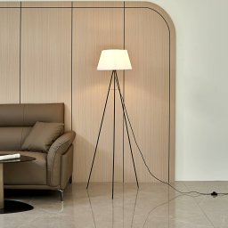 ELC Elsika tripod floor lamp, fabric shade, brown