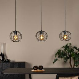 Lucide Danza pendant light, 3-bulb, oblong, black
