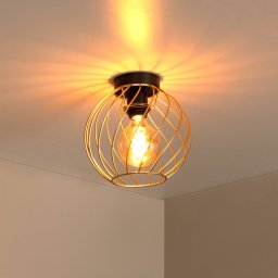 Lucide Danza ceiling light, cage lampshade, Ø 25 cm, gold