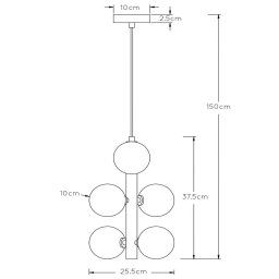 Lucide Tycho pendant light, 6-bulb black/smoky grey