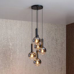 Lucide Marius pendant light, black, 5-bulb