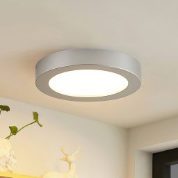 Prios LED ceiling light Edwina, silver, 23 cm, set of 2