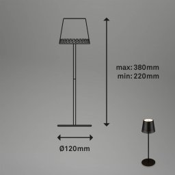 Briloner LED table lamp Kiki, black, IP44, 3,000K