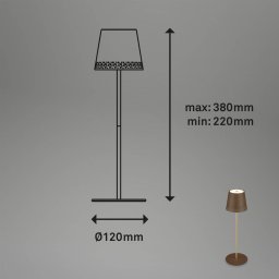 Briloner LED table lamp Kiki, brown/gold, IP44, 3,000K