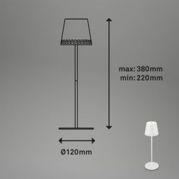 Briloner LED table lamp Kiki, white, IP44, 3,000K